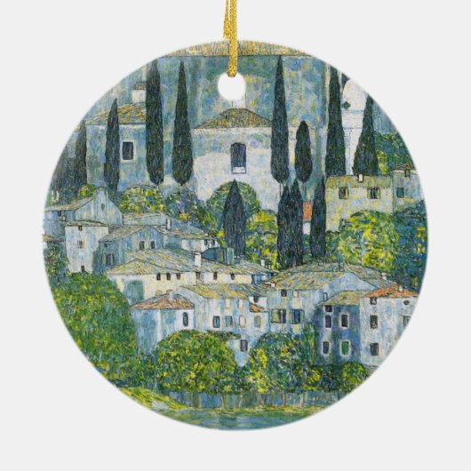 Kerk (Kirche) in Cassone door Gustav Klimt Keramisch Ornament (Achterkant)