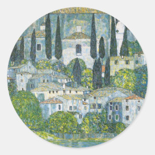 Kerk (Kirche) in Cassone door Gustav Klimt Ronde Sticker