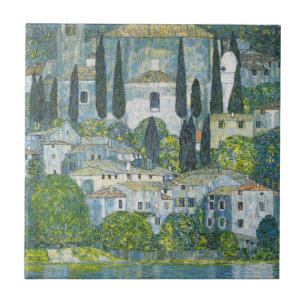 Kerk (Kirche) in Cassone door Gustav Klimt Tegeltje