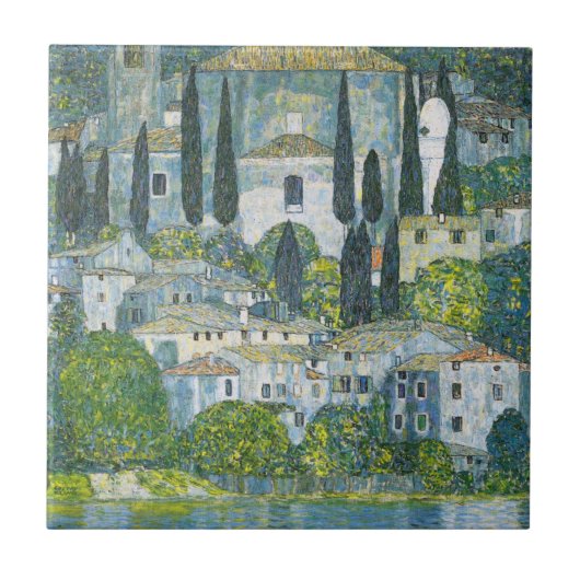 Kerk (Kirche) in Cassone door Gustav Klimt Tegeltje (Voorkant)
