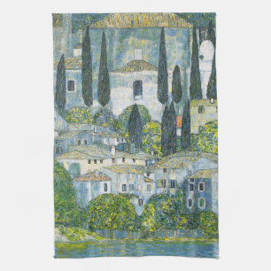 Kerk (Kirche) in Cassone door Gustav Klimt Theedoek