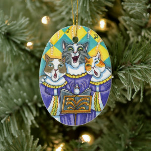 KERK KOOR KATTEN & MUIS ZINGEN KERSTLIEDJES KERAMISCH ORNAMENT
