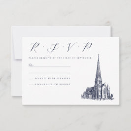 Kerk  Locatie Illustratie Huwelijk RSVP Kaartje