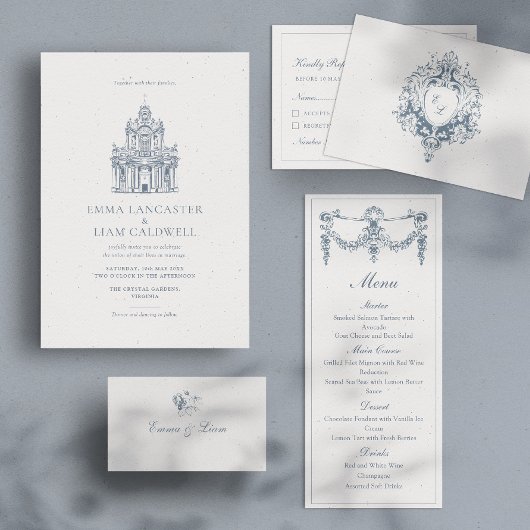 Kerk locatie schets minimalistische bruiloft kaart