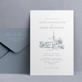 Kerk Locatie Sketch bruiloft uitnodiging