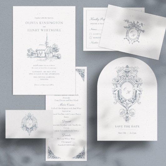 Kerk Locatie Sketch bruiloft uitnodiging