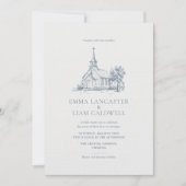 Kerk locatie tekening minimalistische bruiloft kaart (Voorkant)