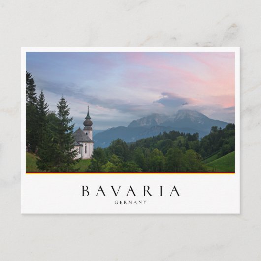 Kerk met Alpen-bergen bij zonsondergang Briefkaart (Voorkant)