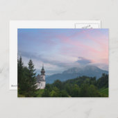 Kerk met Alpen-bergen bij zonsondergang Briefkaart (Voorkant / Achterkant)