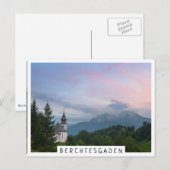Kerk met Alpen-bergen bij zonsondergang Briefkaart (Voorkant / Achterkant)