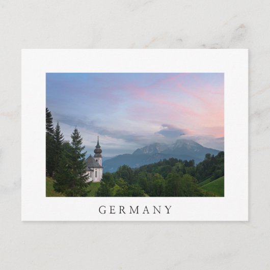 Kerk met Alpen-bergen bij zonsondergang Briefkaart (Voorkant)