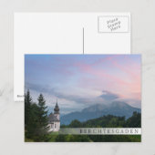 Kerk met Alpen-bergen bij zonsondergang Briefkaart (Voorkant / Achterkant)