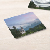 Kerk met Alpen-bergen bij zonsondergang Kartonnen Onderzetters (Schuin)