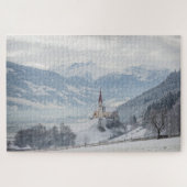 Kerk met Alpen in Zillertal, Oostenrijk in de wint Legpuzzel (Horizontaal)