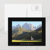 Kerk met het briefkaart van het zwarte dolomitiket (Voorkant / Achterkant)