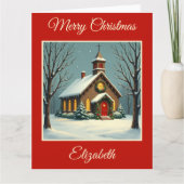  kerk met kerst kaart (Voorkant)