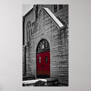 Kerk met rode deuren poster