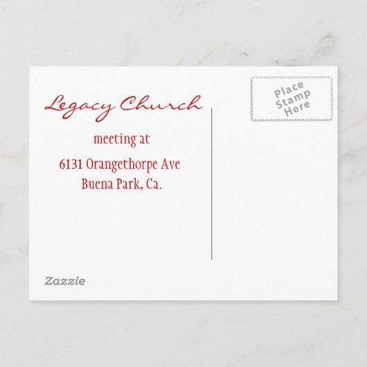 kerk nodigt briefkaart uit (Achterkant)