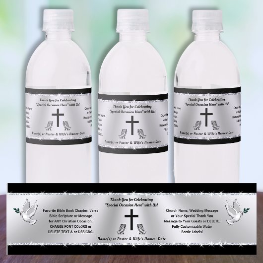 Kerk of, Christelijk Waterfles Stickers, Aangepast Etiket