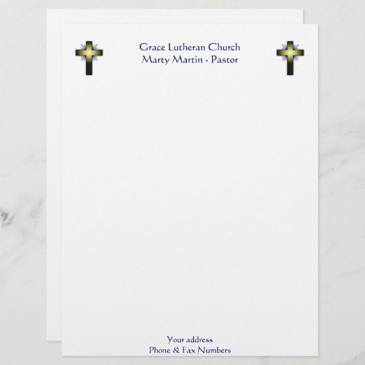 Kerk of pastor Letterhead Briefhoofd Ontwerp (Voorkant / Achterkant)