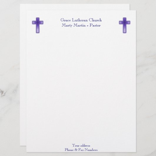 Kerk of pastor Letterhead Persoonlijk Briefhoofd (Voorkant / Achterkant)