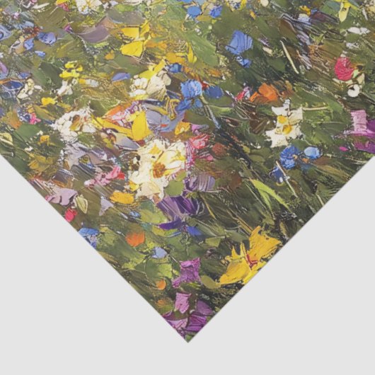 Kerk omgeven door Wildflowers Decoupage Tissuepapier (Detail)