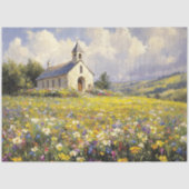 Kerk omgeven door Wildflowers Decoupage Tissuepapier (Voorkant)