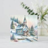 Kerk op een besneeuwde winterdag | Christmas Kaart (Staand voorkant)