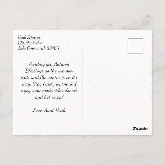 Kerk op een heuvel in de herfst briefkaart (Achterkant)