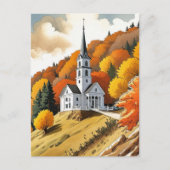 Kerk op een heuvel in de herfst briefkaart (Voorkant)