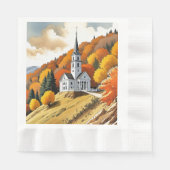 Kerk op een heuvel in de herfst servet (Voorkant)