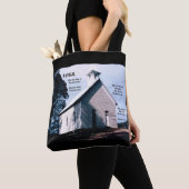 Kerk op een heuvel met Psalm 15:1-2 Tote Bag (Dichtbij)