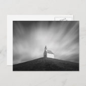 Kerk op een heuvel zwart-wit briefkaart (Voorkant / Achterkant)