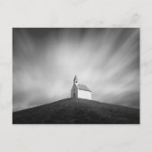 Kerk op een heuvel zwart-wit briefkaart (Voorkant)