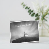 Kerk op een heuvel zwart-wit briefkaart (Staand voorkant)