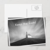 Kerk op een heuvel zwart-wit briefkaart (Voorkant / Achterkant)