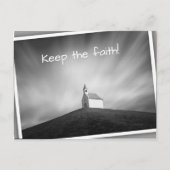 Kerk op een heuvel zwart-wit briefkaart (Voorkant)