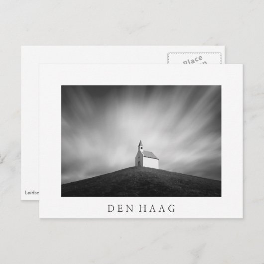 Kerk op een heuvel zwart-wit briefkaart (Voorkant / Achterkant)