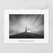Kerk op een heuvel zwart-wit briefkaart (Voorkant)