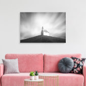 Kerk op een heuvel zwart-wit canvas afdruk (Insitu (Woonkamer))