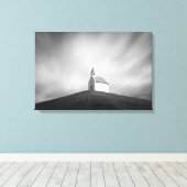 Kerk op een heuvel zwart-wit canvas afdruk (Insitu (Houten vloer))