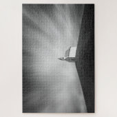 Kerk op een heuvel zwart-wit legpuzzel (Verticaal)