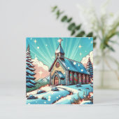  kerk op een winter gepersonaliseerde kerst kaart (Staand voorkant)