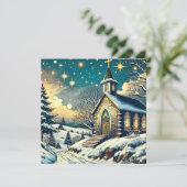 kerk op een winter gepersonaliseerde kerst kaart (Staand voorkant)