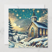 kerk op een winter gepersonaliseerde kerst kaart (Voorkant)
