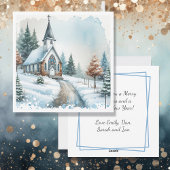 Kerk op een winterdag | Waterverf kerst Feestdagenkaart