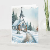 Kerk op een winterdag | Waterverf kerst Kaart (Voorkant)