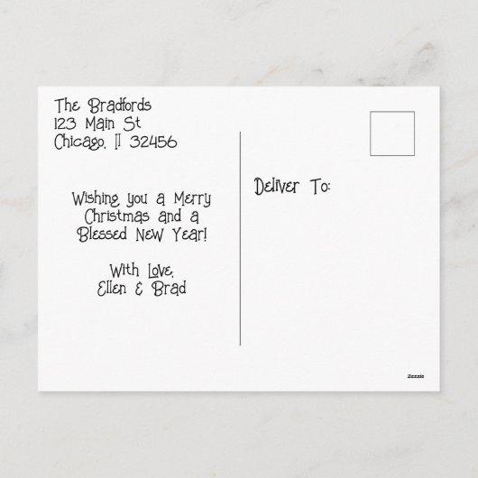 kerk op een winterse kerstdag feestdagenkaart (Achterkant)