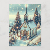 kerk op een winterse kerstdag feestdagenkaart (Voorkant)
