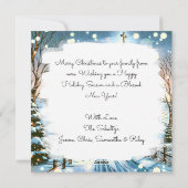  kerk op een winterse kerstdag feestdagenkaart (Achterkant)